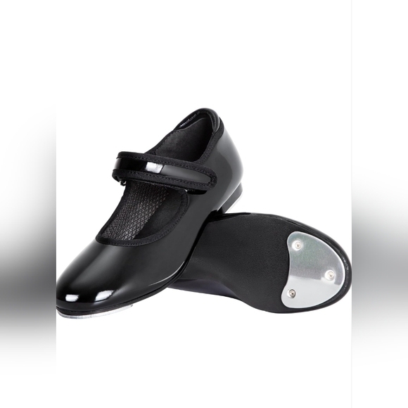 Girls Black Tap Shoes – Flat, Size 9 - Picture 1 of 4